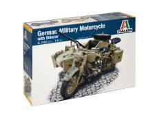 ITALERI 7403 - Scala 1/9  German Military Motorcycle with side car 德軍 摩托車 德國 邊車 組裝模型 需黏著+上色